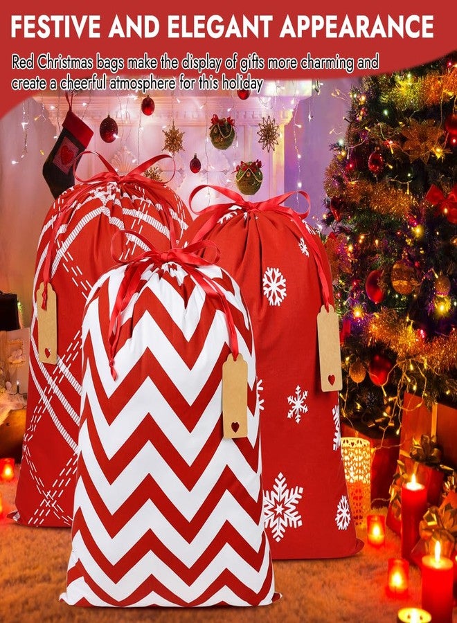 شنتوب أكياس هدايا قطنية من شينتوب، برباط، 3 قطع، مقاس 20 × 16 بوصة، قابلة لإعادة الاستخدام، أكياس تغليف قماشية للعطلات مع بطاقات تعريف للهدايا ذات الأشكال غير المنتظمة - Image 5